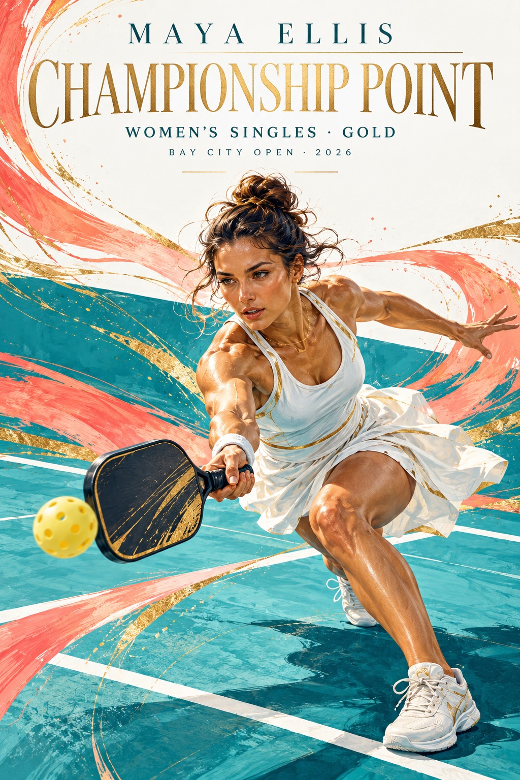 Pickleball champion — original fictional demonstration artwork